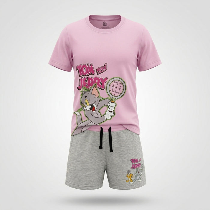 Tom And Jerry Kids Graphic T Shirt And Shorts Set