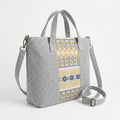 Tote Handbag With Woven Ethnic Front Panel