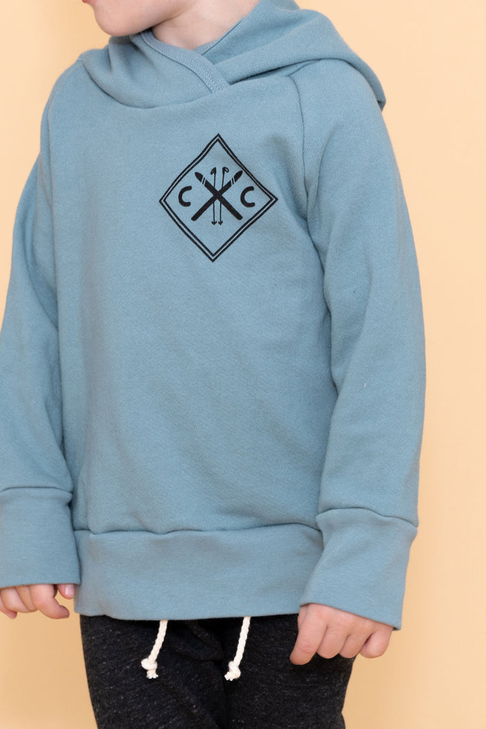 trademark raglan hoodie - ski team on rainwater (black)