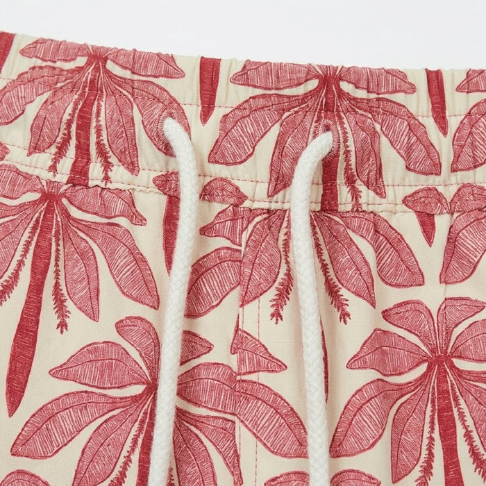 Tropical Leaf Print Drawstring Shorts