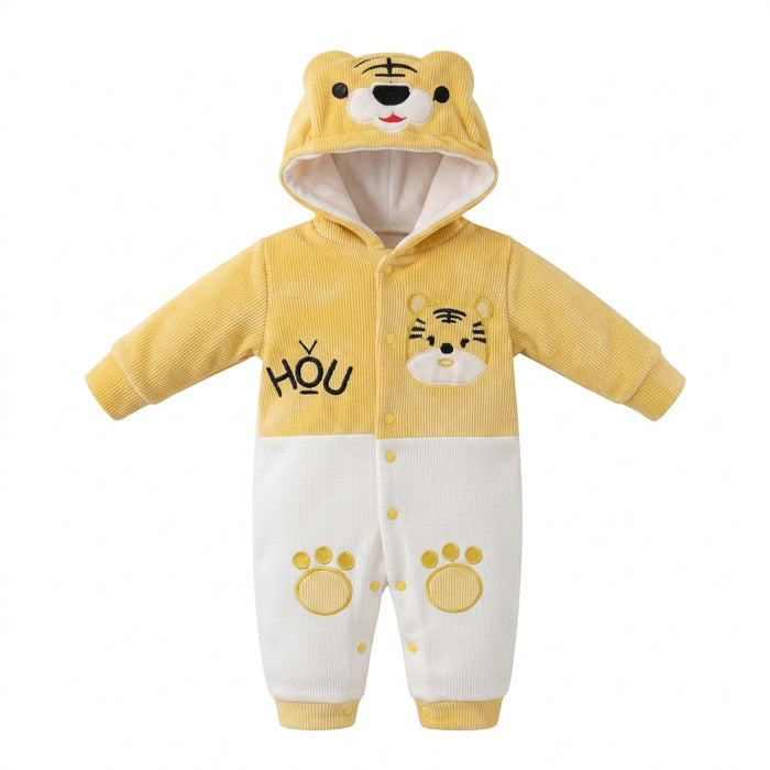 Two Girls Baby Tiger Hooded Romper