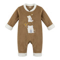 Two Girls Baby Ribbed Plush Trim Romper Cinnamon