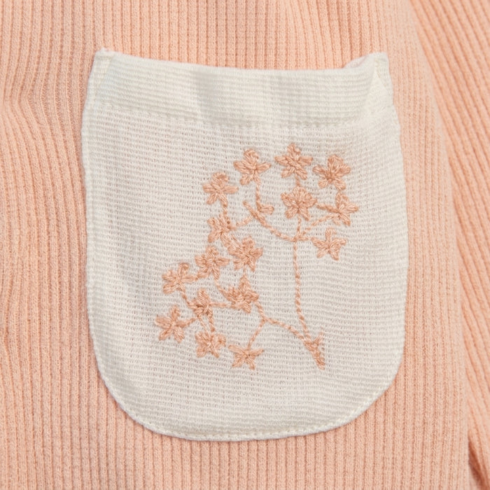 Two Girls Baby Ruffle Floral Pocket Romper Soft