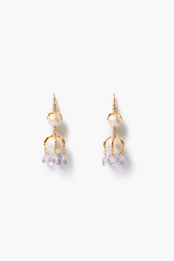 Two Tier Lark Drip Earrings Pearl