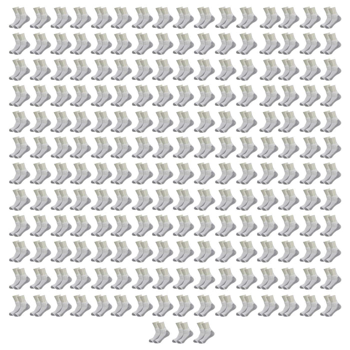 Unisex Low Cut Wholesale Socks, Size 10-13 in White with Grey - Bulk Case of 180 Pairs