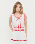 Veda Sleeveless Top in White/Red cotton.