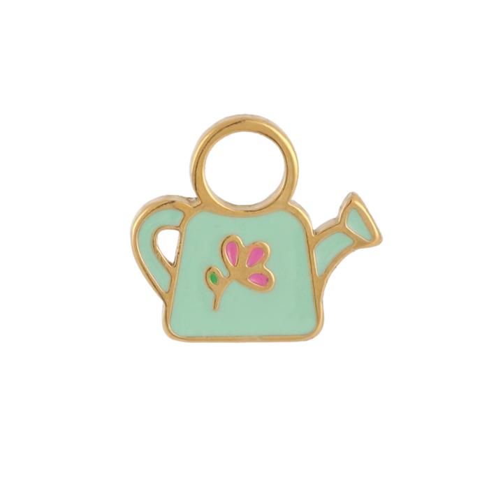 Watering Can Enamel Hoop Charm