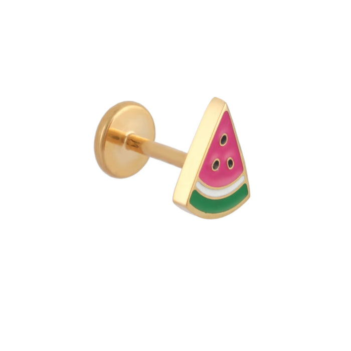 Watermelon Slice Enamel Flat Back Stud