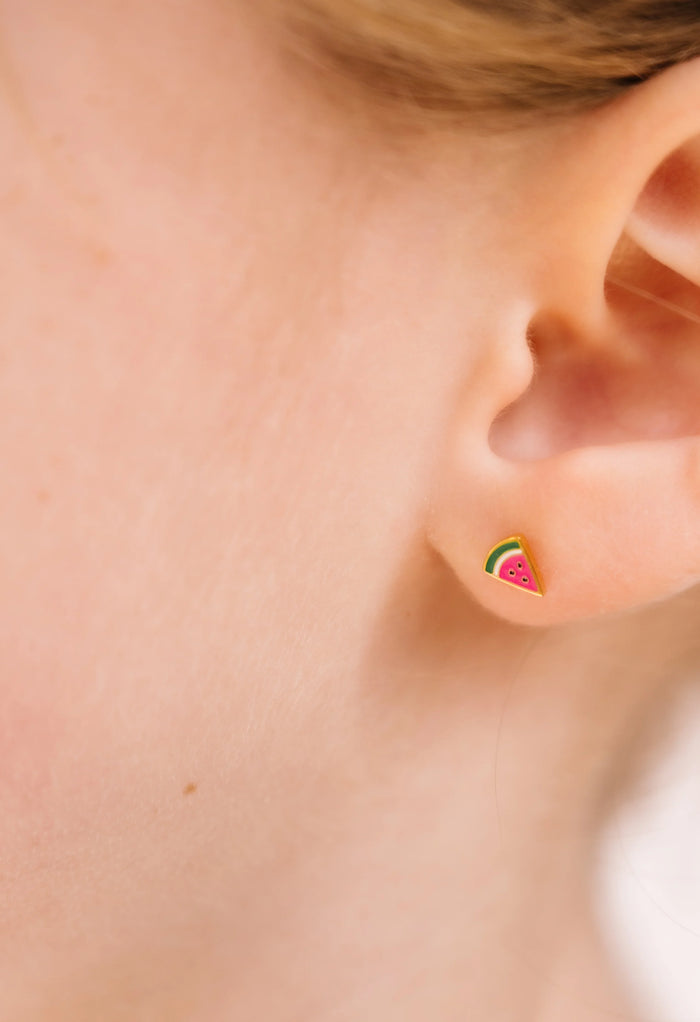 Watermelon Slice Enamel Flat Back Stud