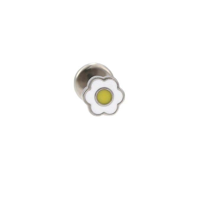 White Enamel Daisy Flat Back Stud