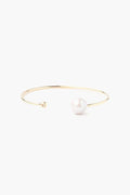 White Pearl and Gold Diamond Cuff