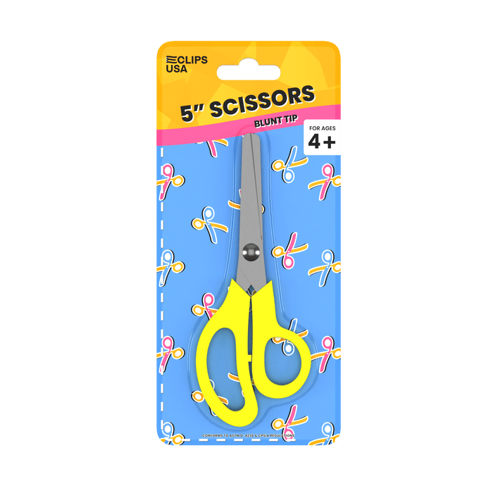 Wholesale 5" Scissors - Blunt Tip for Young Elementary & Pre-K Students - Bulk Case of 48