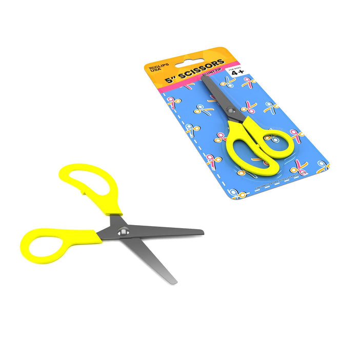 Wholesale 5" Scissors - Blunt Tip for Young Elementary & Pre-K Students - Bulk Case of 48