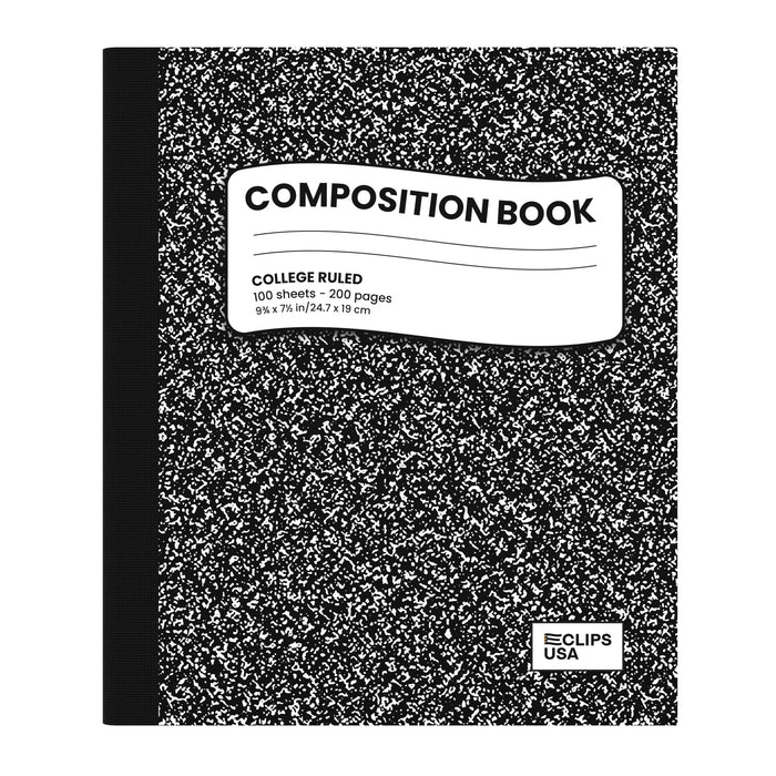 Wholesale College Ruled Composition Notebooks in Black - Bulk Case of 48 Notebooks