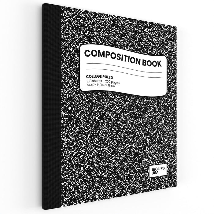 Wholesale College Ruled Composition Notebooks in Black - Bulk Case of 48 Notebooks