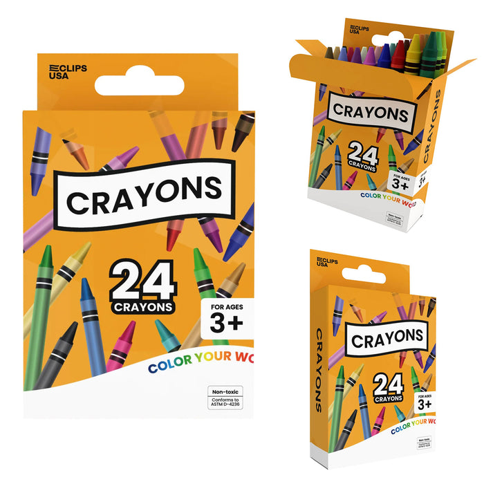 Wholesale Crayons for School Kids in a 24 Pack - Bulk Case of 48 Packs - Total of 1152 Crayons