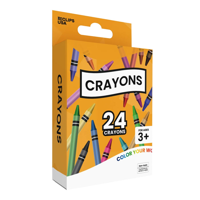 Wholesale Crayons for School Kids in a 24 Pack - Bulk Case of 48 Packs - Total of 1152 Crayons