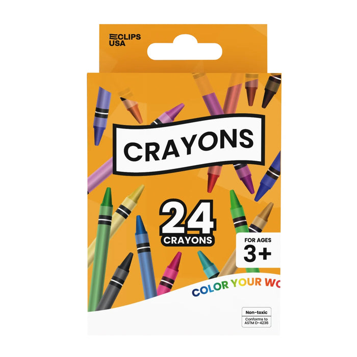 Wholesale Crayons for School Kids in a 24 Pack - Bulk Case of 48 Packs - Total of 1152 Crayons