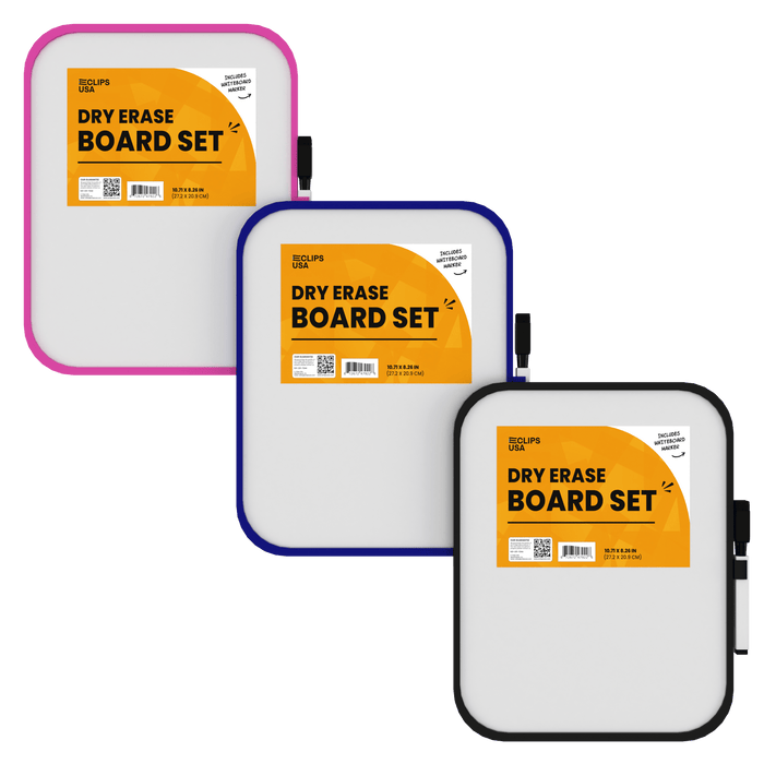 Wholesale Dry Erase Boards with Marker in Assorted Colors - 3 Pack - Bulk Case of 48 Packs - 144 Total Boards