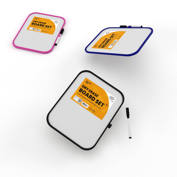 Wholesale Dry Erase Boards with Marker in Assorted Colors - 3 Pack - Bulk Case of 48 Packs - 144 Total Boards