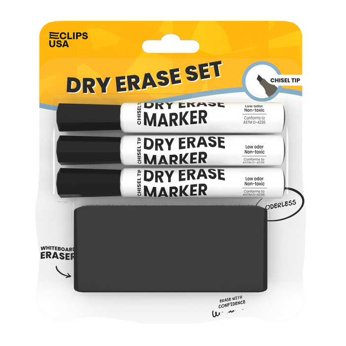 Wholesale dry erase marker set with three markers and an eraser