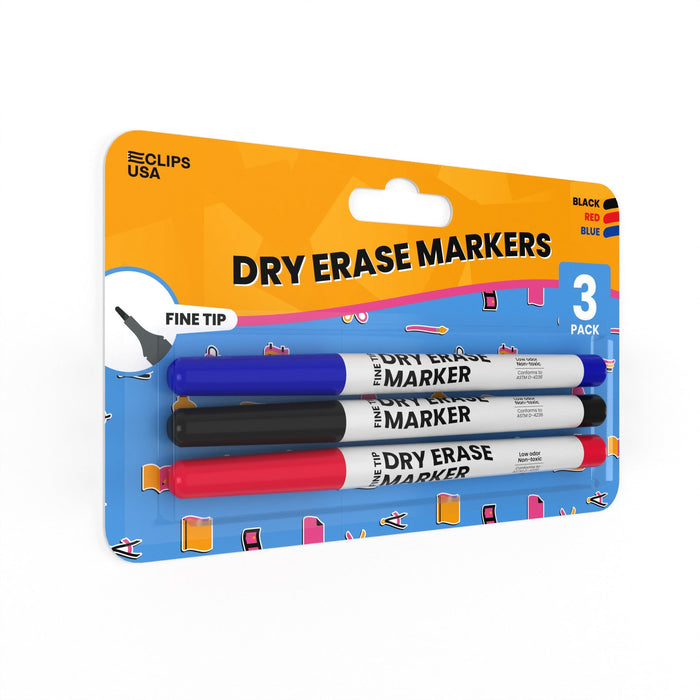 Wholesale Dry Erase Markers - Assorted Colors in a 3 Pack - 36 Packs in a Case - 108 Total Markers