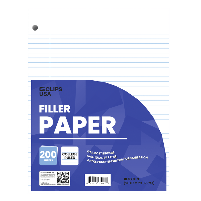 Wholesale Filler Paper for Students - College Ruled - 200 Sheets - Bulk Case of 24 Packs