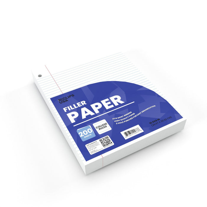 Wholesale Filler Paper for Students - College Ruled - 200 Sheets - Bulk Case of 24 Packs