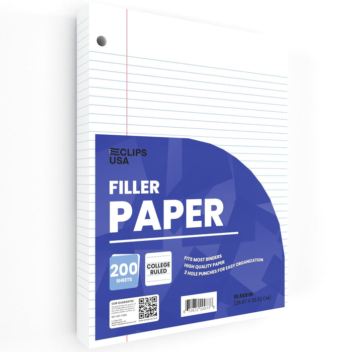 Wholesale Filler Paper for Students - College Ruled - 200 Sheets - Bulk Case of 24 Packs