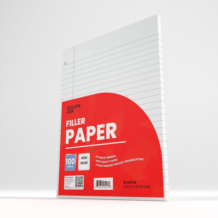 Wholesale Filler Paper for Students - Wide Ruled - 100 Sheets - Bulk Case of 48 Packs