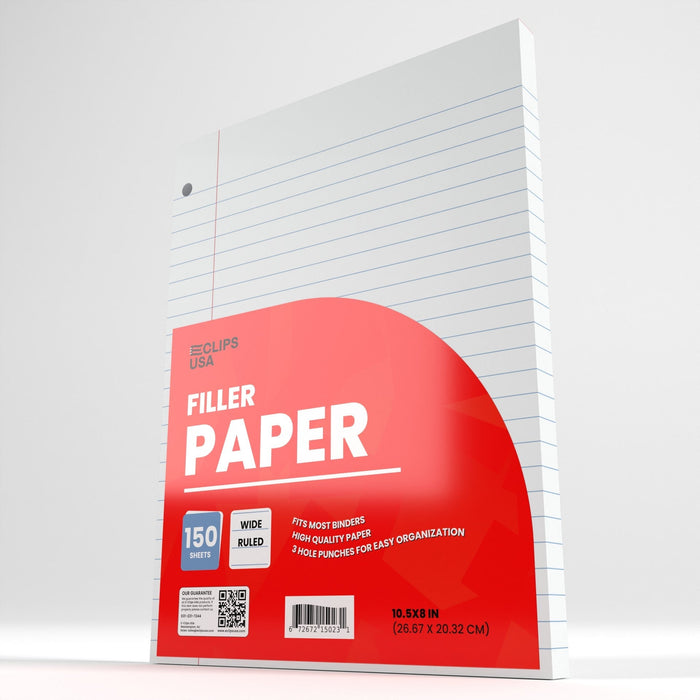 Wholesale Filler Paper for Students - Wide Ruled - 150 Sheets - Bulk Case of 36 Packs