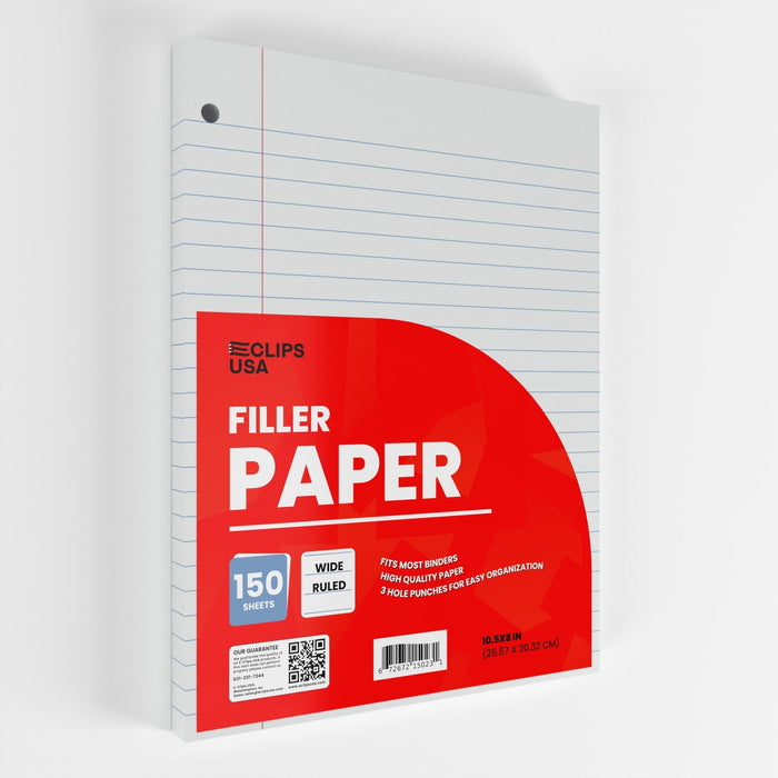 Wholesale Filler Paper for Students - Wide Ruled - 150 Sheets - Bulk Case of 36 Packs