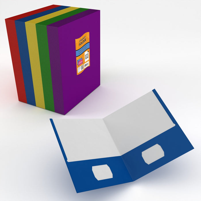 Wholesale Folders in 5 Assorted Colors for Back to School - 8.5 x 11 - Bulk Case of 100 Folders
