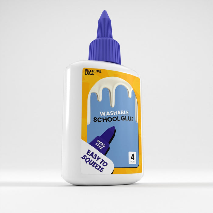 Wholesale Large Washable School Glue in White - Dries Clear - 4 Oz Squeeze Bottle - Bulk Case of 48