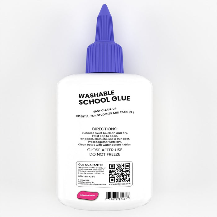Wholesale Large Washable School Glue in White - Dries Clear - 4 Oz Squeeze Bottle - Bulk Case of 48