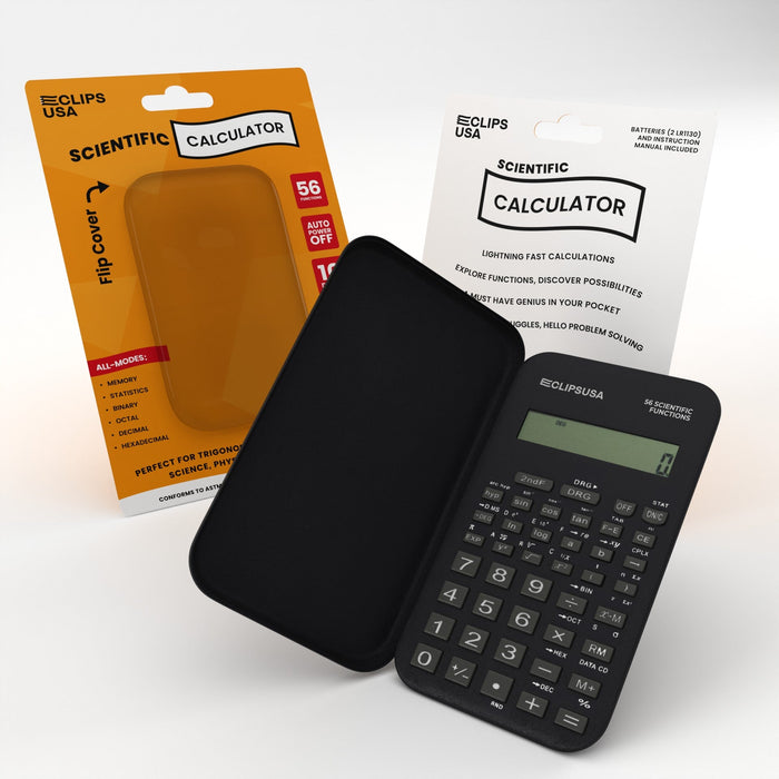 Wholesale Scientific Calculator - Flip Cover & Solar Powered - 56 Functions - Bulk Case of 36