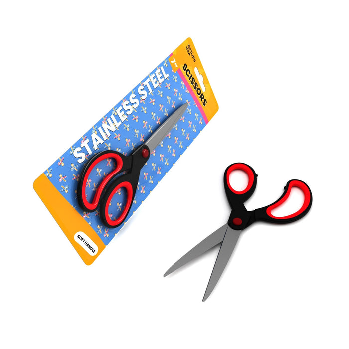 Wholesale Scissors - 7" - Pointy Tip & Soft Handle - Stainless Steel - Bulk Case of 48 Scissors