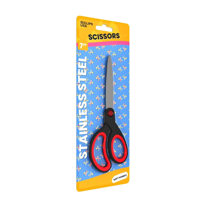 Wholesale Scissors - 7" - Pointy Tip & Soft Handle - Stainless Steel - Bulk Case of 48 Scissors