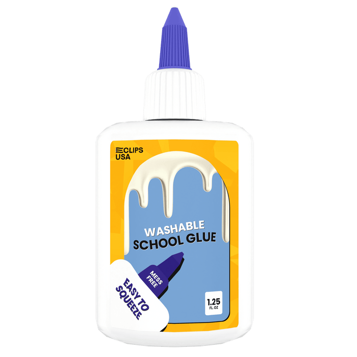Wholesale Washable School Glue in White - Dries Clear - 1.25 Oz Squeeze Bottle - Bulk Case of 72