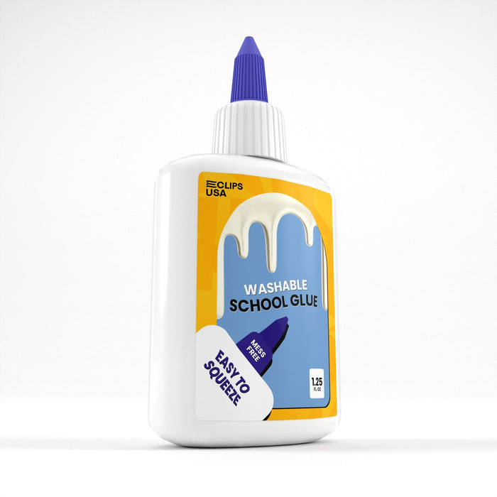 Wholesale Washable School Glue in White - Dries Clear - 1.25 Oz Squeeze Bottle - Bulk Case of 72