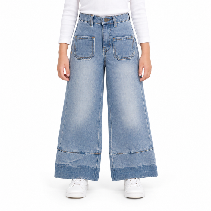 Wide Leg Jeans With Front Pockets