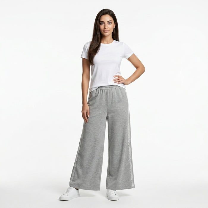 Wide Leg Lace Trim Lounge Pants