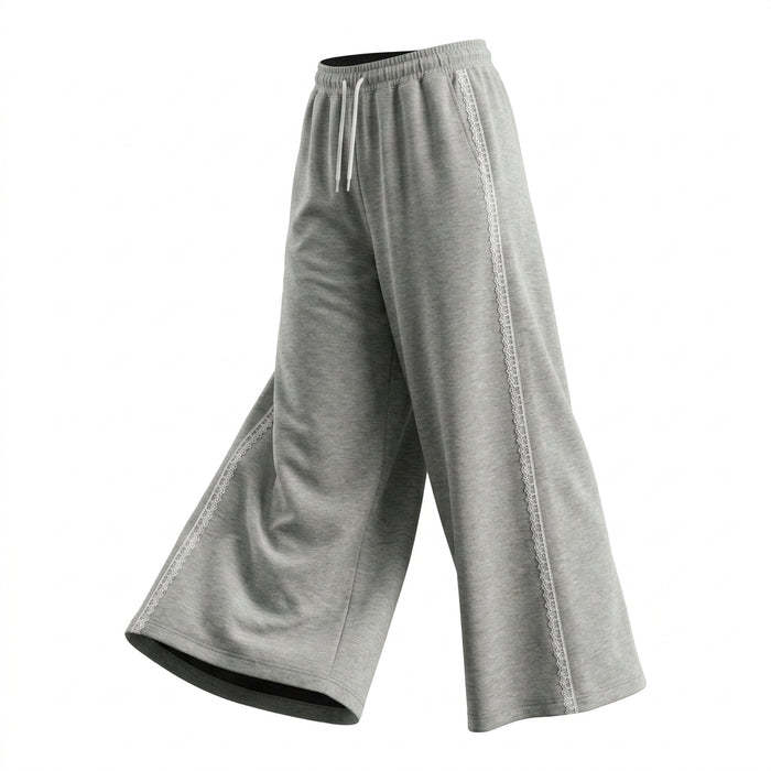 Wide Leg Lace Trim Lounge Pants