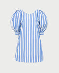 Willy Mini Dress in blue and cream striped cotton.