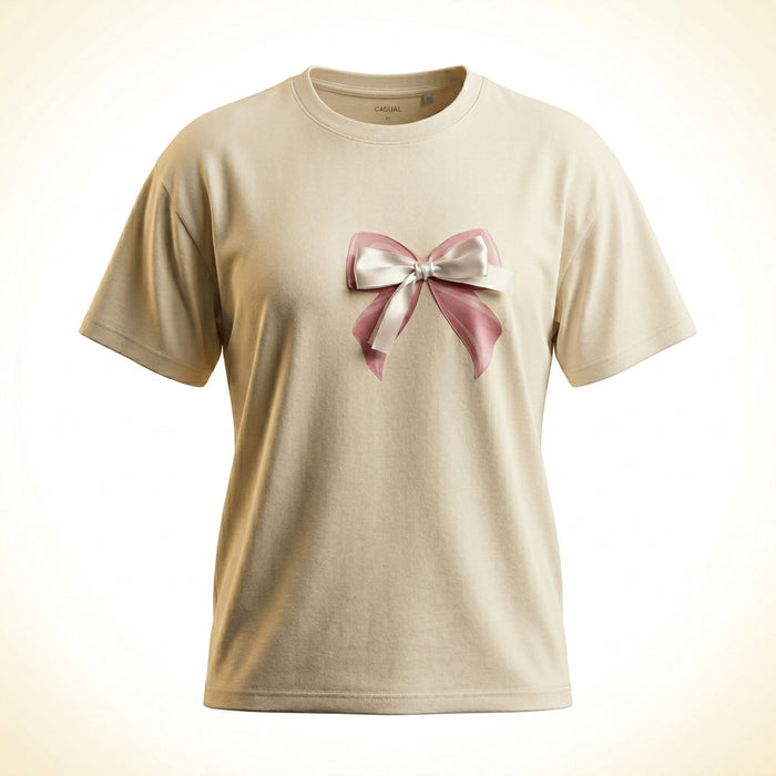 Girls 3D Bow Embellished T Shirt