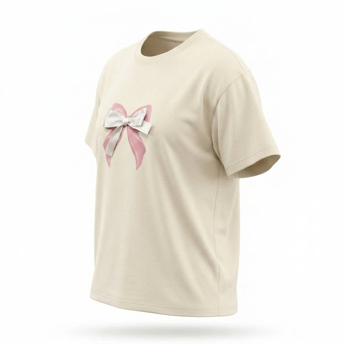 Girls 3D Bow Embellished T Shirt