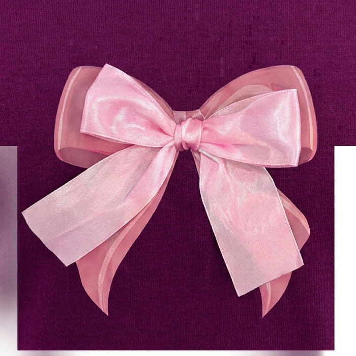 Girls 3D Bow Embellished T Shirt