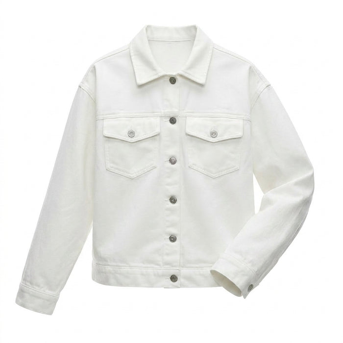 Girls Button Front Jacket With Flap Pockets