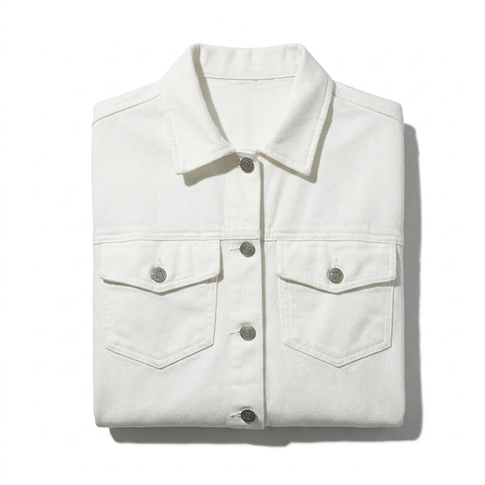 Girls Button Front Jacket With Flap Pockets