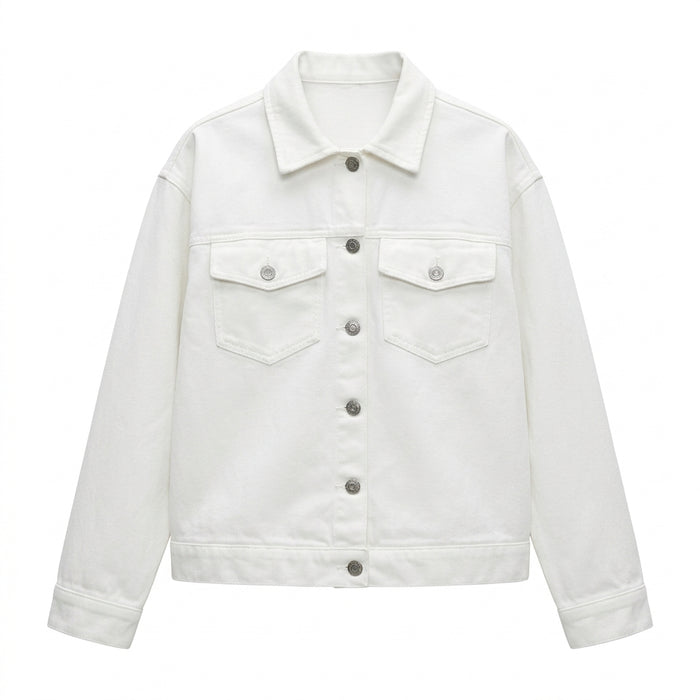 Girls Button Front Jacket With Flap Pockets